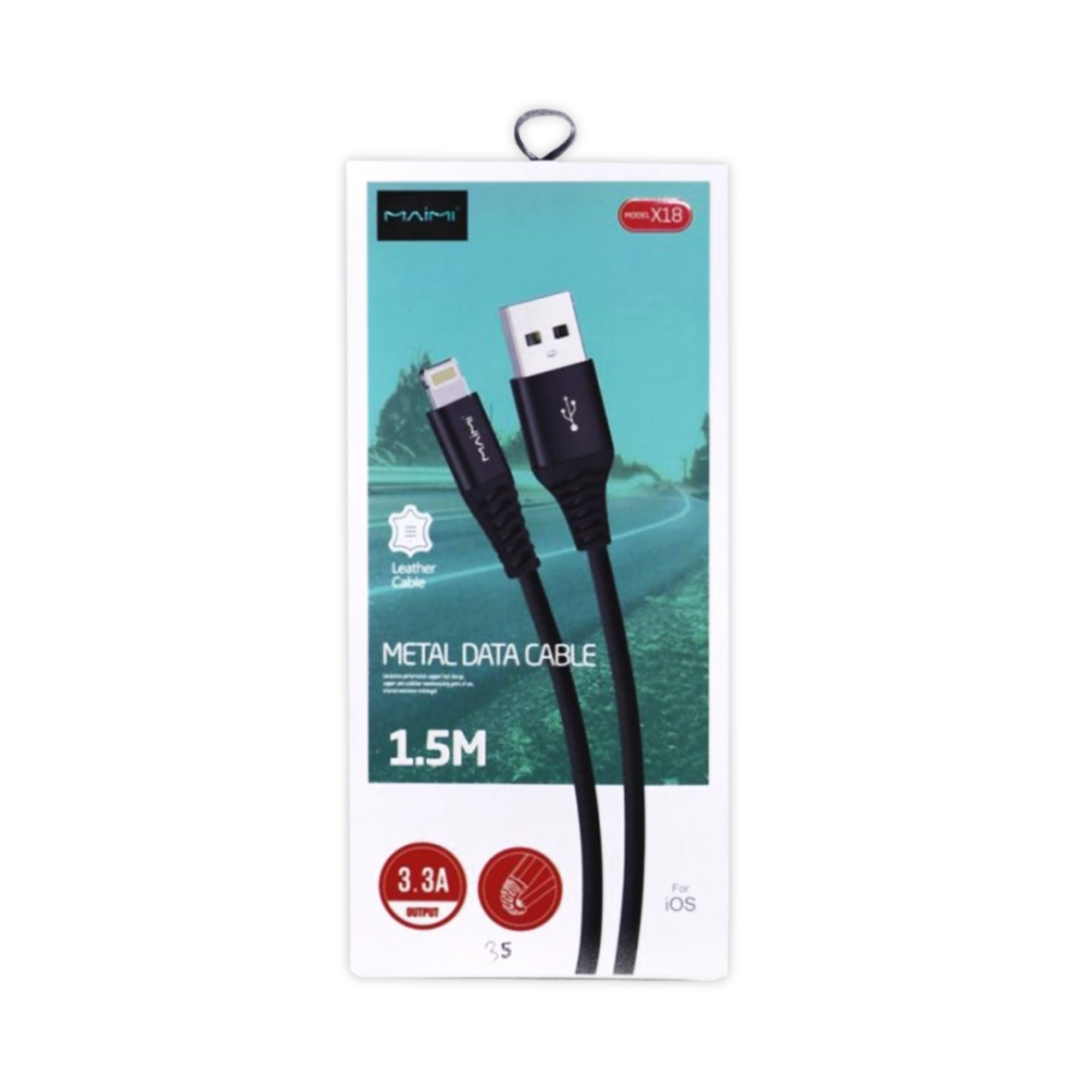 KABEL DATA MAIMI X18-IOS-1.5M-BLACK/RED- 3.3A CHARGING SPEED  ORIGINAL